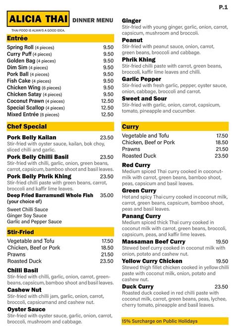 alicia thai|Dining Menu .